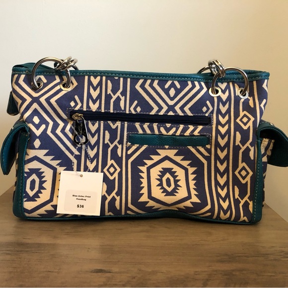 Heratige West Blue Aztec Print Handbag - Picture 4 of 12